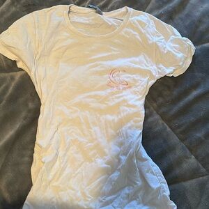 White higher vibes shirt.